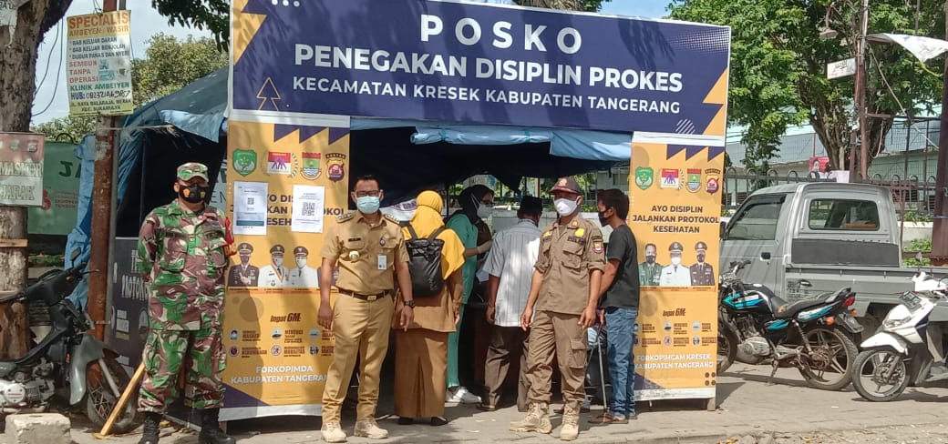 Forkopimcam Kresek Gelar Operasi Penegakan Disiplin PPKM Dan Adaptasi Kebiasaan Baru