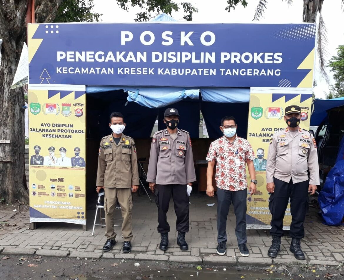 Polsek Kresek Bersama Forkopincam Kresek Rutin Gelar Penegakan Disiplin Prokes