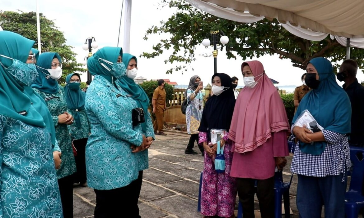 Bagikan Sembako dan Tinjau Vaksinasi, Ketum TP PKK Berharap Ekonomi Bisa Bangkit Kembali