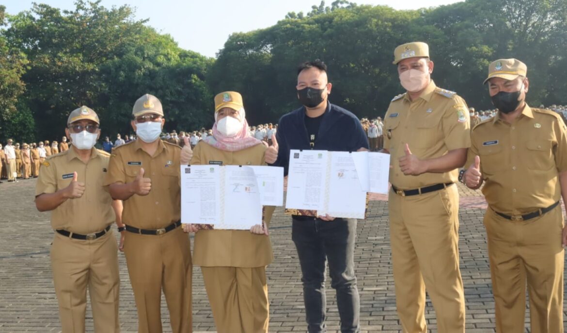 PT. Gladiator Media Perkasa Milik Vicky Prasetyo Tandatangani Kerjasama Terkait Penyelenggaraan Event Seni dan Olahraga Saat Apel Pagi Ini.