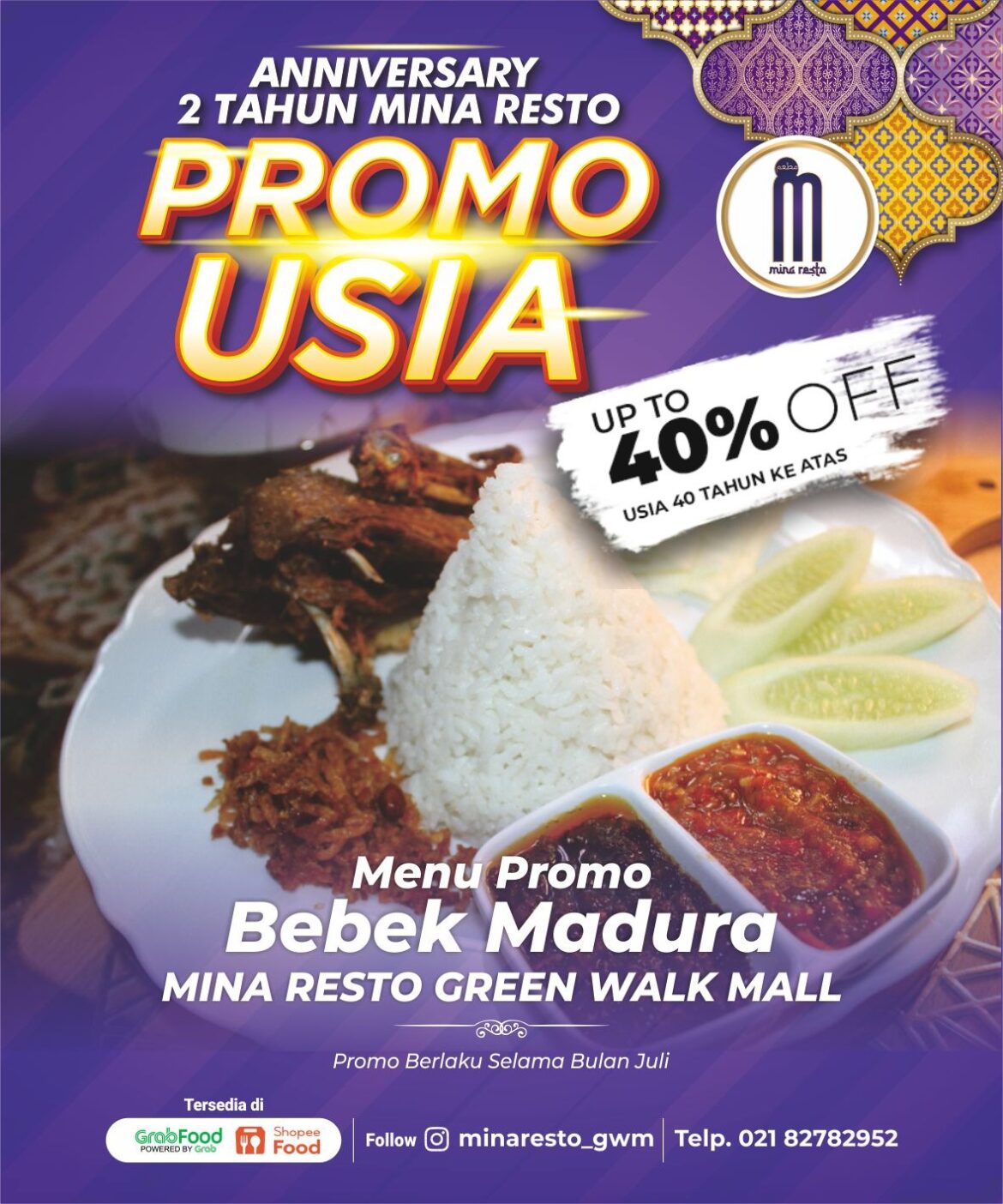 Annyversary 2 Tahun Mina Resto,Dapatkan Promo Discountnya