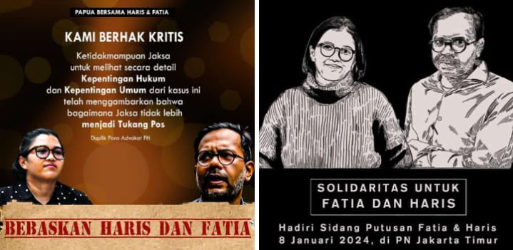 Putusan akhir pengadilan terhadap Haris dan Fatimah nantinya menjadi bukti keadilan dalam penegakkan hukum terhadap rakyat Papua.