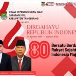 Dinas Kependudukan dan Catatan Sipil Kabupaten Tangerang Mengucapkan Dirgahayu RI ke-80.
