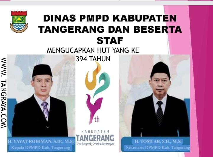 Dinas PMPD Mengucapkan Dirgahayu Hari Ulang Tahun (HUT)/ Hari jadi Kabupaten Tangerang Ke- 394.