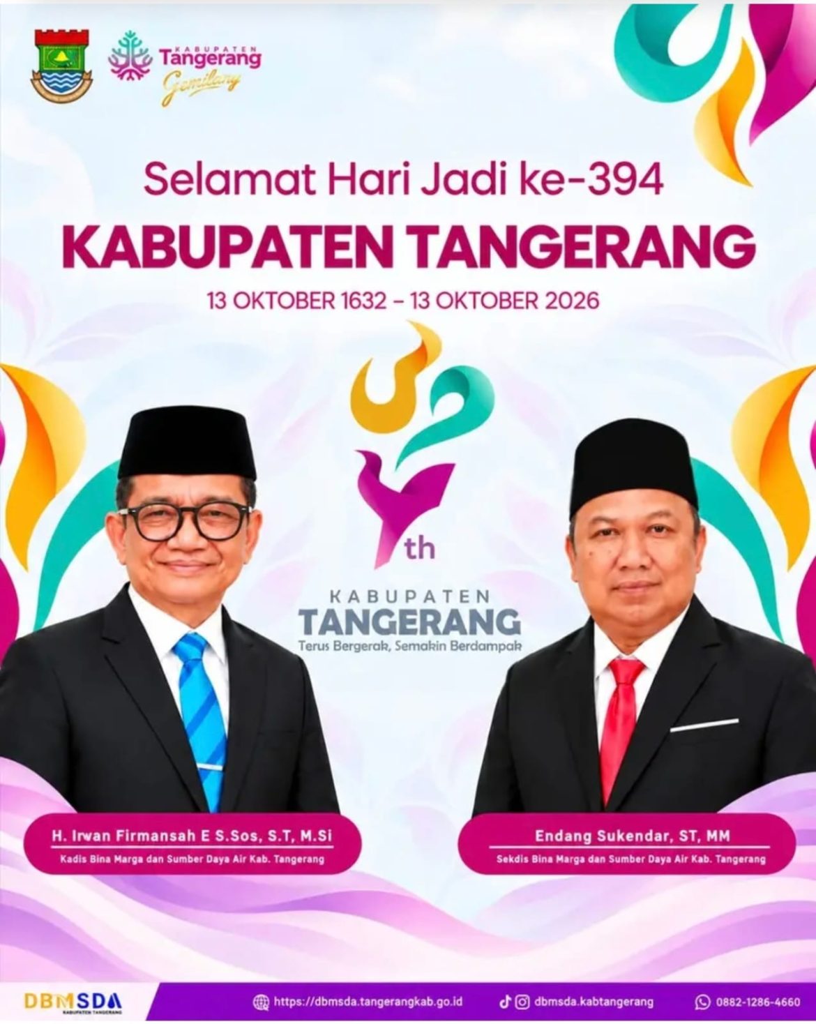 Dinas Bina Marga dan Sumber Daya Air (DBMSDA) Kabupaten Tangerang Mengucapkan Selamat Hari Jadi Kabupaten Tangerang Ke- 394.